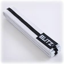White Martial Arts Belts with Coloured Stipes